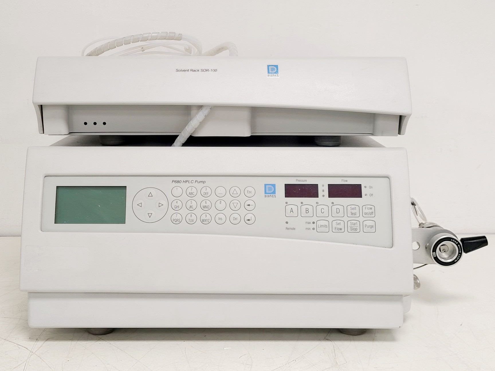 Sor Rack Dionex UVD170U W/ P680 HPLC Pump and SOR-100 Solvent Rack Chromatography