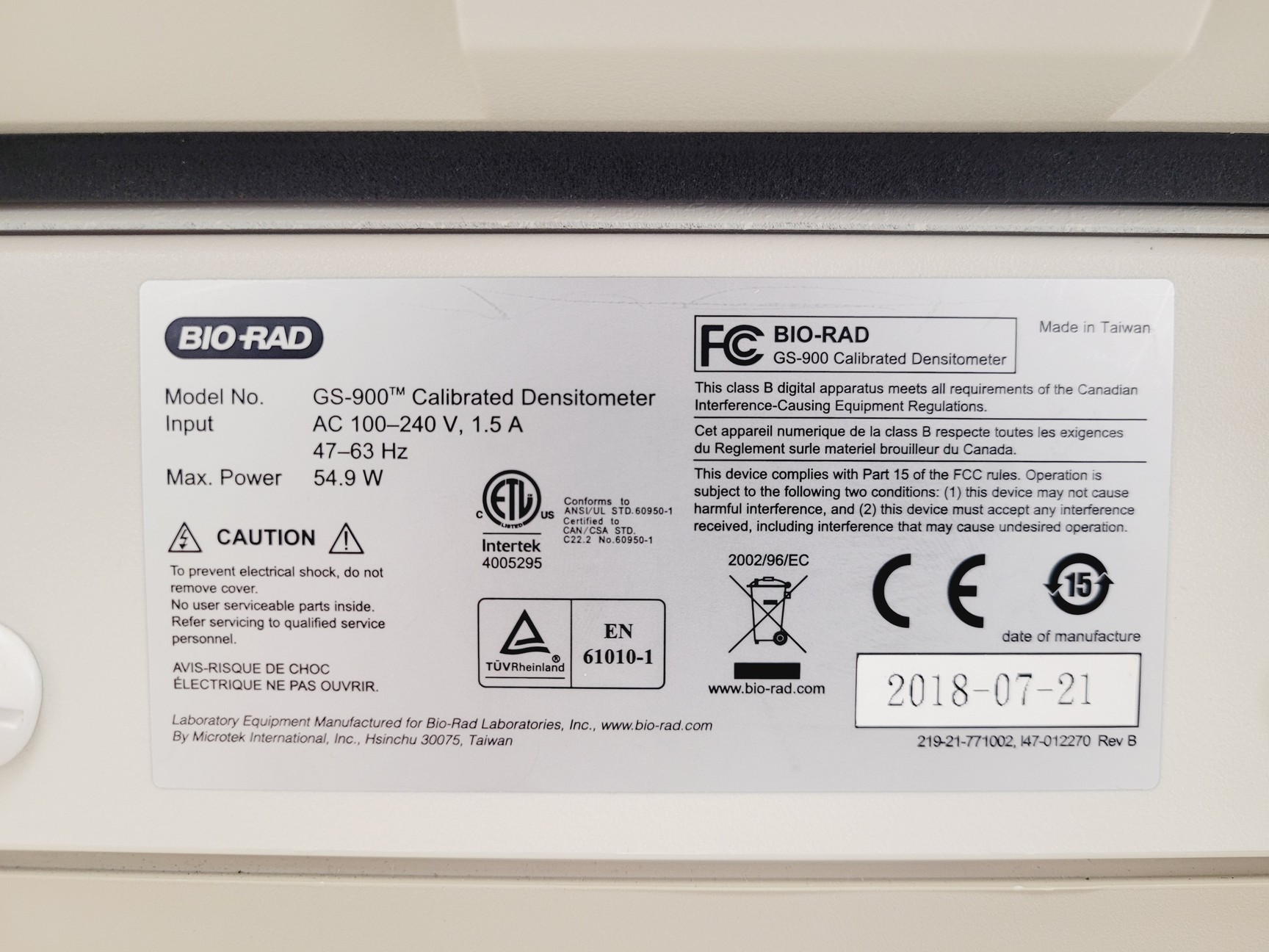 Image of Bio-Rad GS-900 Calibrated Densitometer