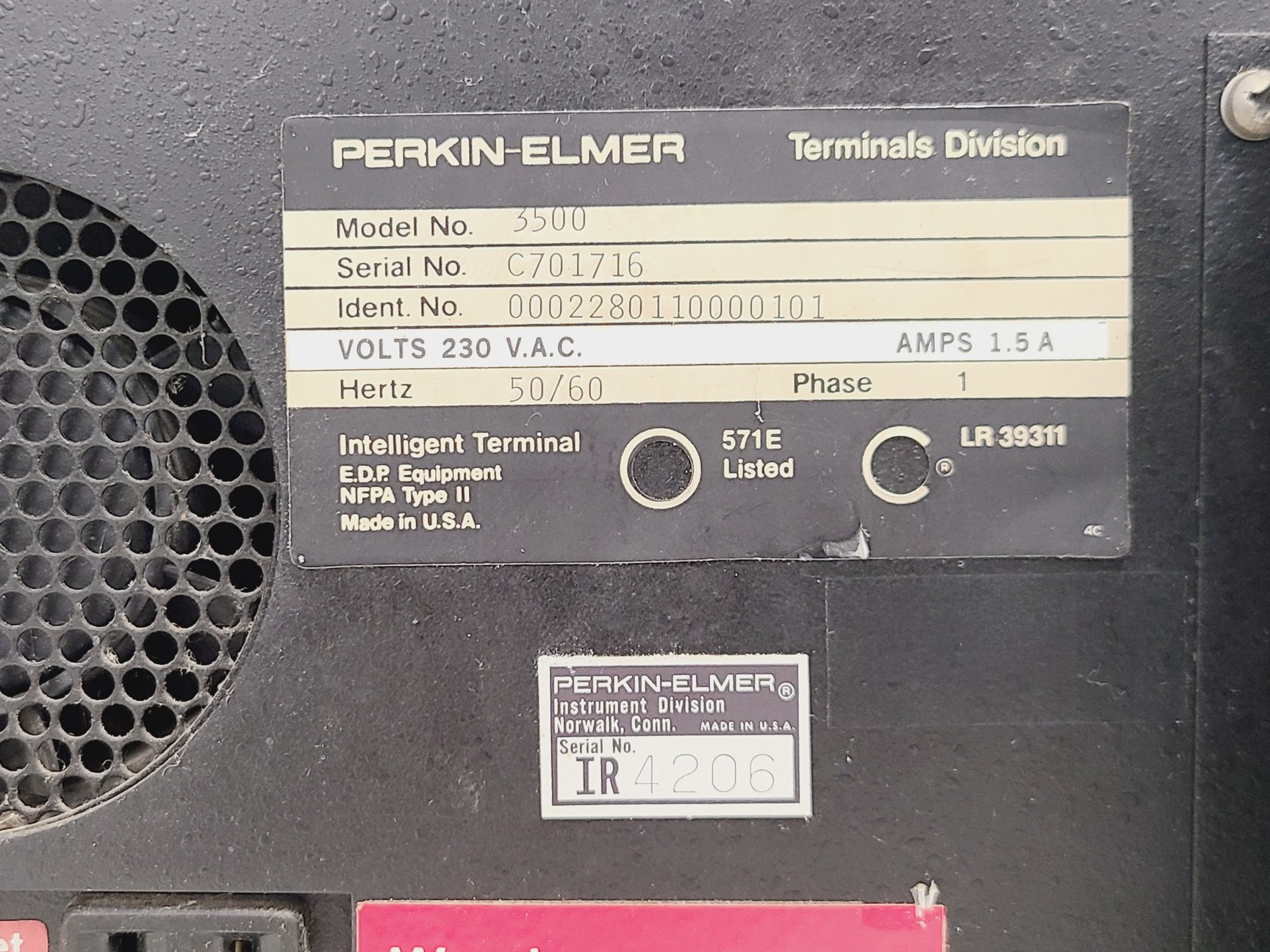 Image of Perkin Elmer 3500 Infared Data Station w/ Perkin Elmer Keyboard & Monitor