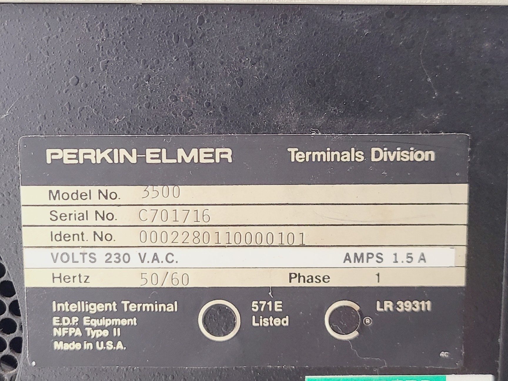 Image of Perkin Elmer 3500 Infared Data Station w/ Perkin Elmer Keyboard & Monitor