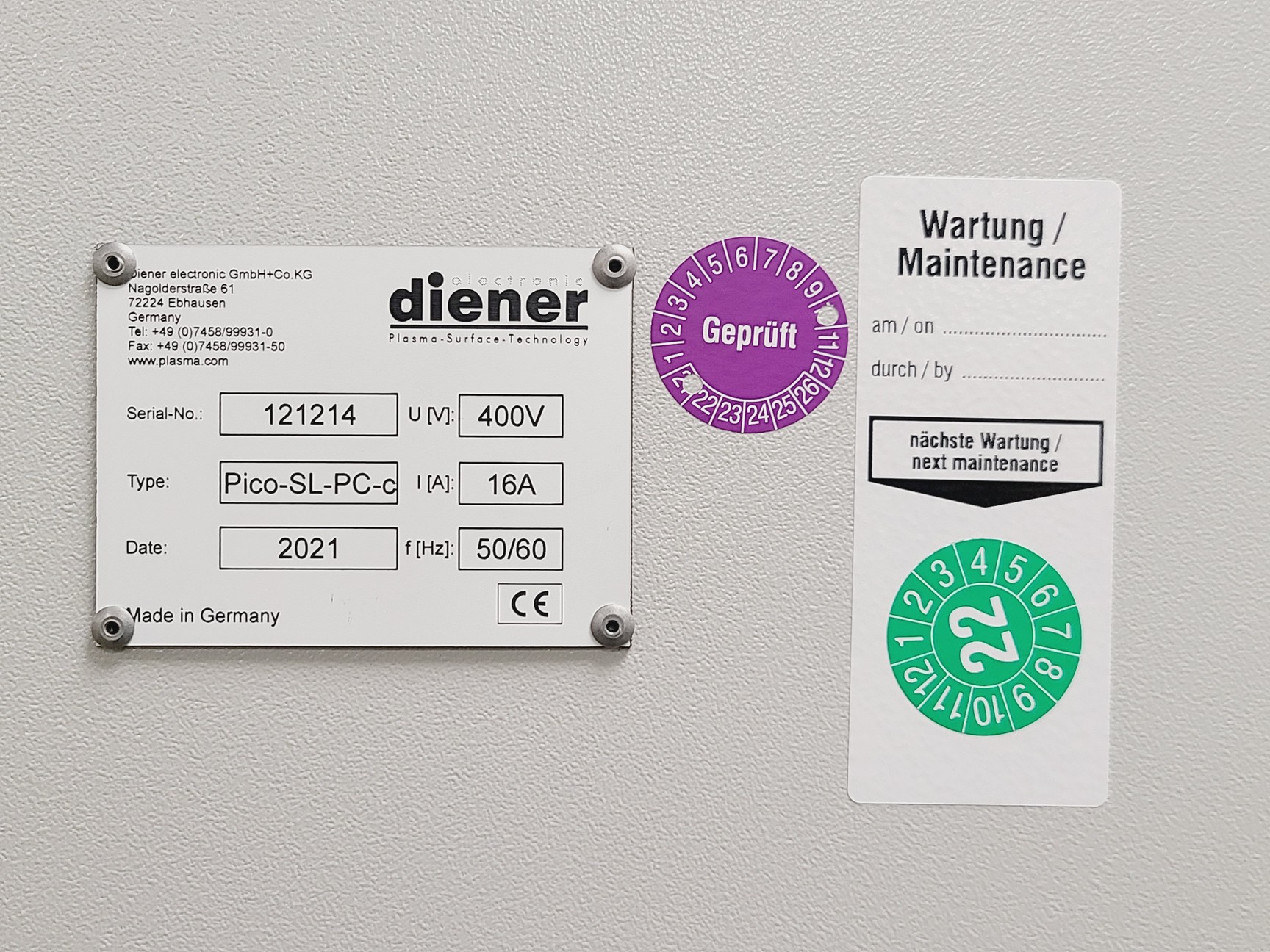 Image of Diener Pico Plasma System with Leybold D16BCS Pump & Accessories