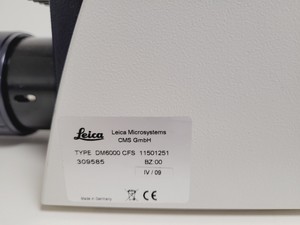 Thumbnail image of Leica DM6000 CFS Upright Fluorescence Microscope Body w/ EL6000 Spares/Repair