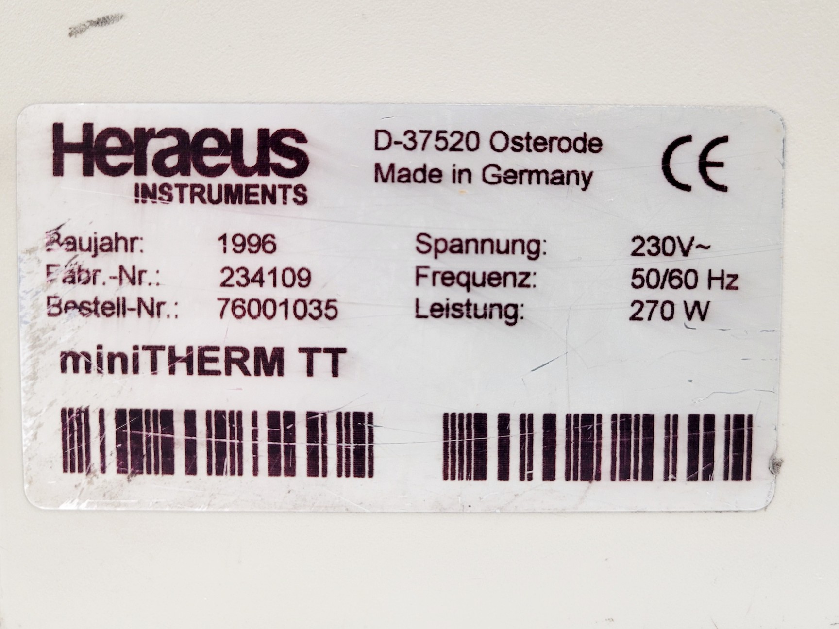 Image of Heraeus MiniTHERM TT