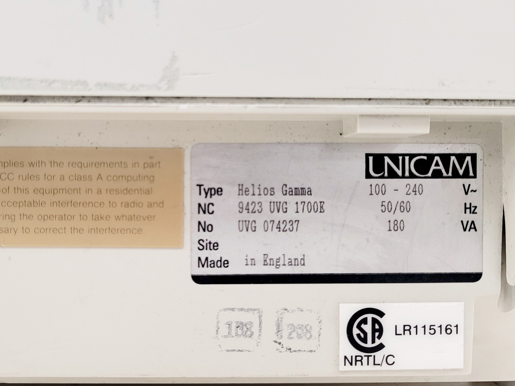 Image of Unicam Helios Gamma UV-Vis Spectrophotometer Lab