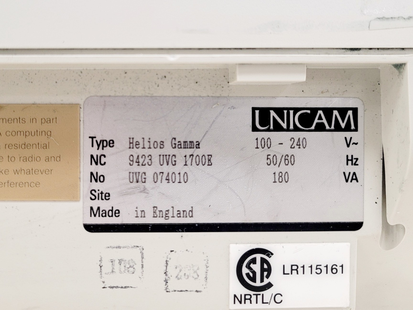 Image of Unicam Helios Gamma UV-Vis Spectrophotometer Lab
