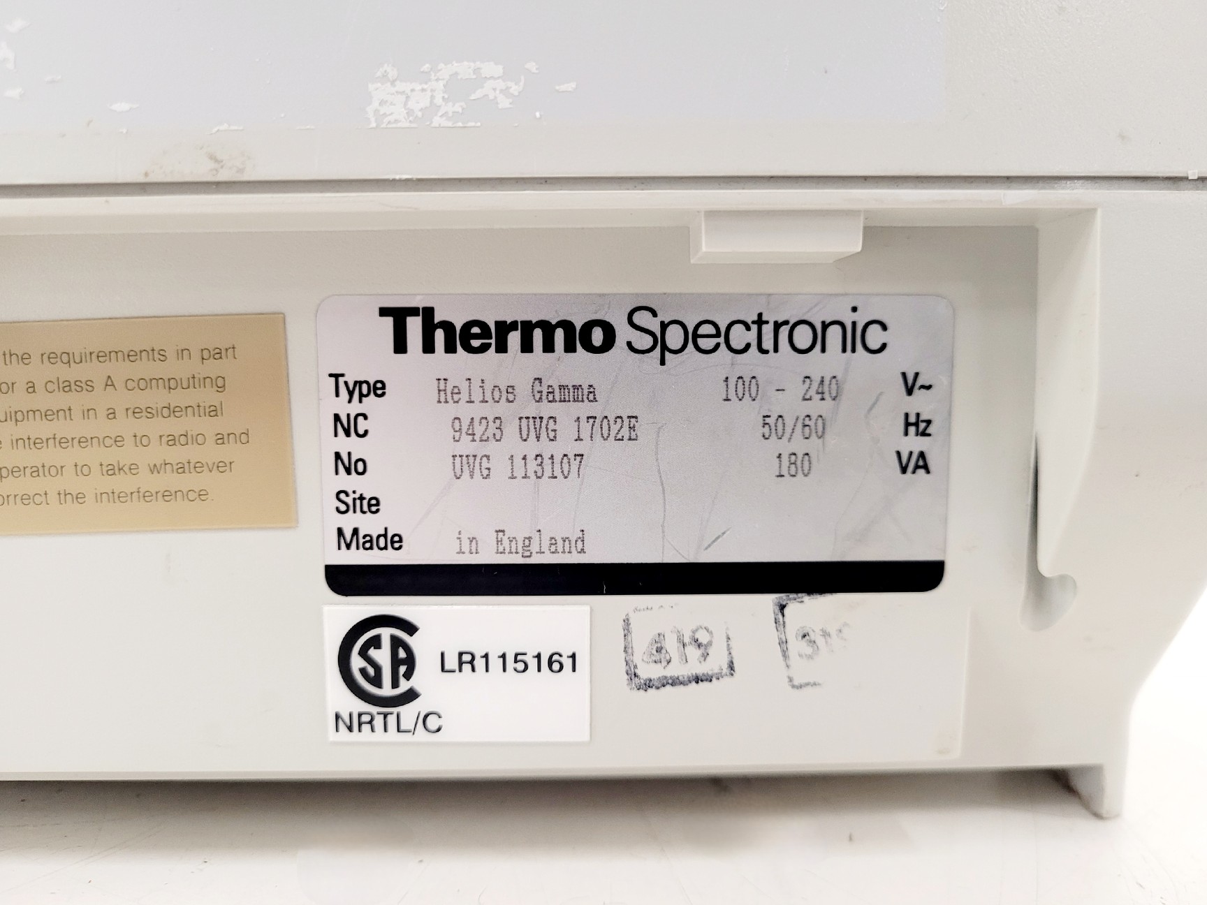 Image of Thermo Helios Gamma UV-Vis Spectrophotometer Lab