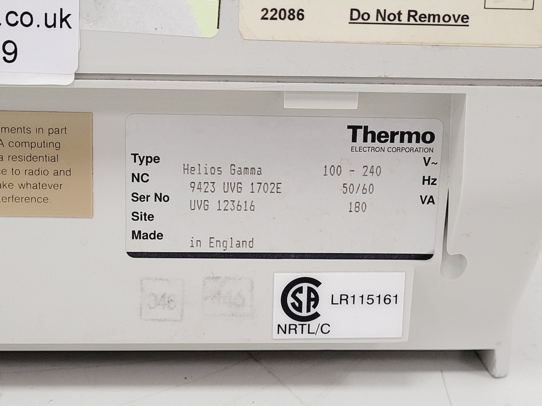 Image of Thermo Electron Corporation Helios Gamma UV-VIS Spectrophotometer Lab