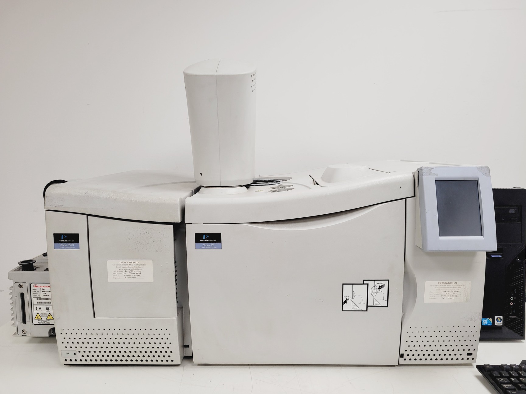 Image of Perkin Elmer Clarus 500 GC-MS System with Clarus 560 MS, PC & Edwards RV3 Pump