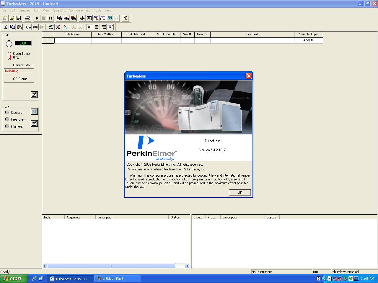 Image of Perkin Elmer Clarus 500 GC-MS System with Clarus 560 MS, PC & Edwards RV3 Pump