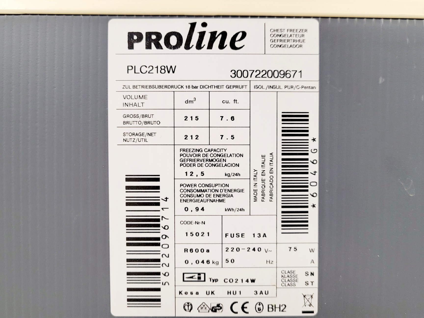 Image of Proline PLC218W Chest Freezer