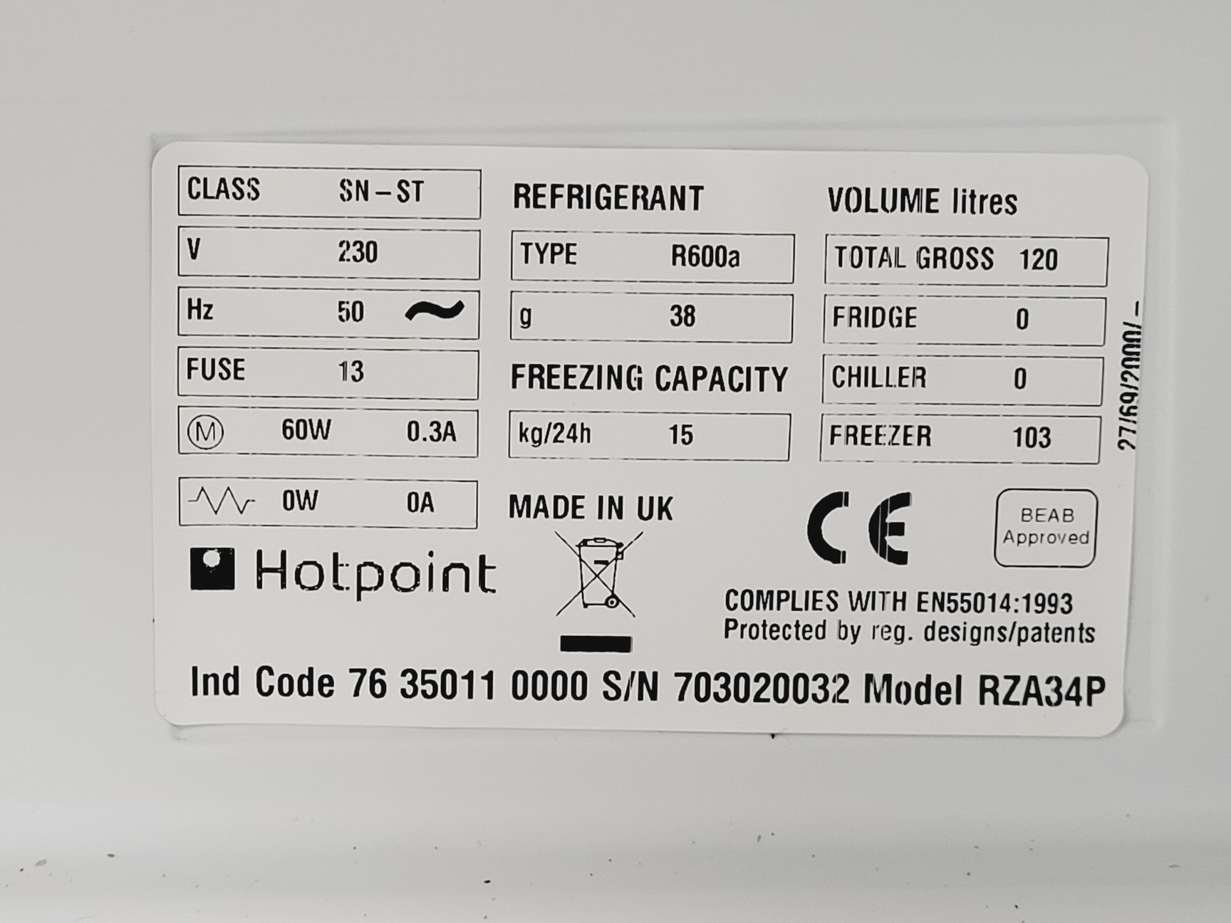 Image of Hotpoint RZA34P Freezer