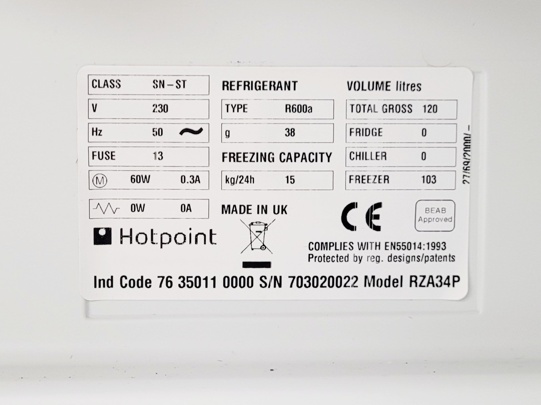 Image of Hotpoint RZA34P Freezer