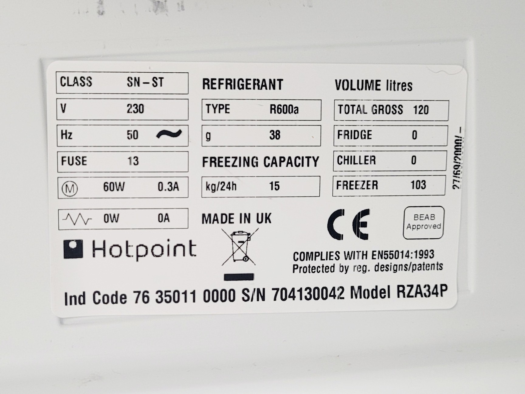 Image of Hotpoint RZA34P Freezer
