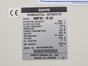 Thumbnail image of Sanyo Medical MPR-512 Pharmaceutical Refrigerator 