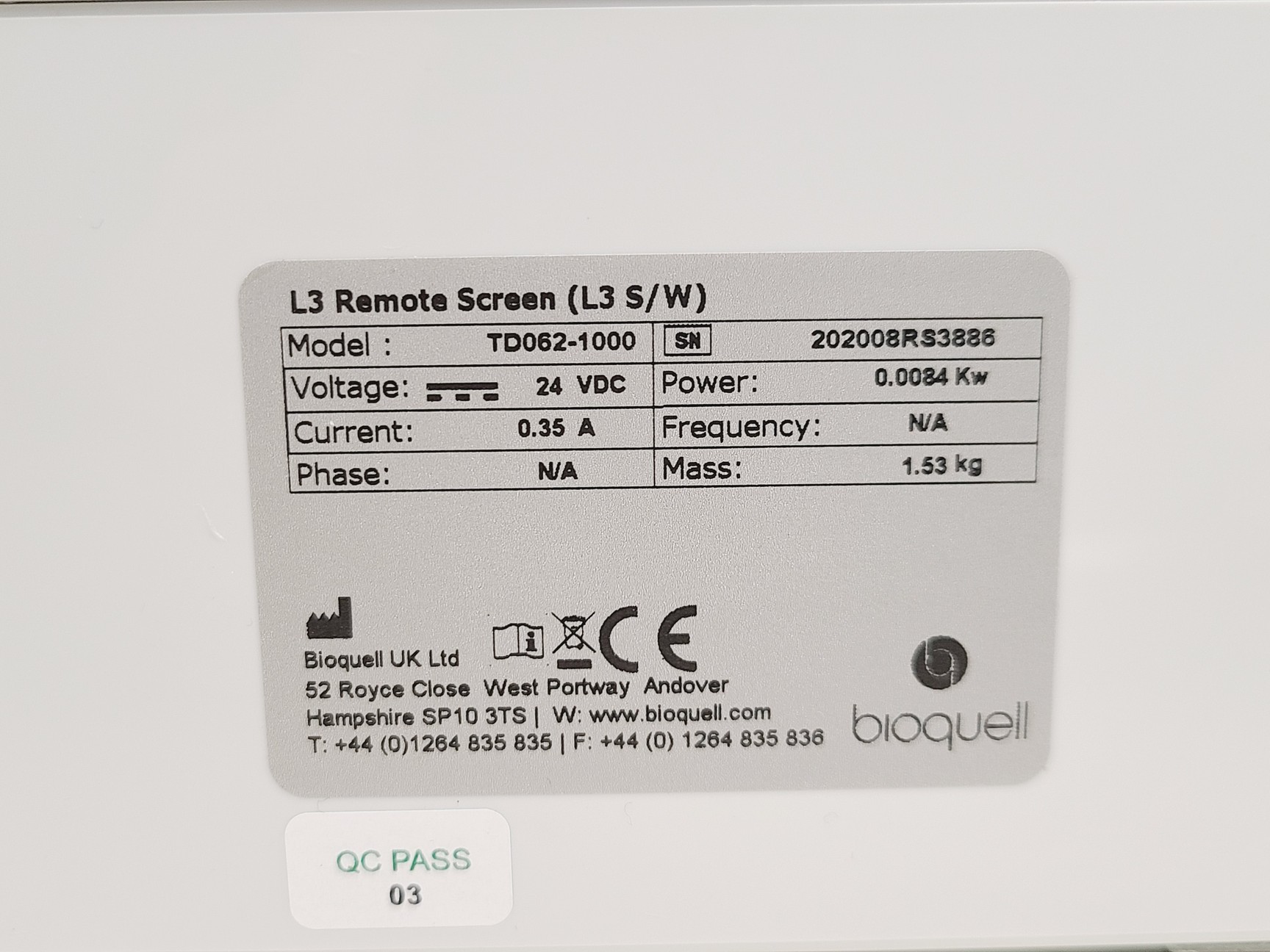 Image of Bioquell L3 VHP Gassing Unit Model - TD071-0000-230V
