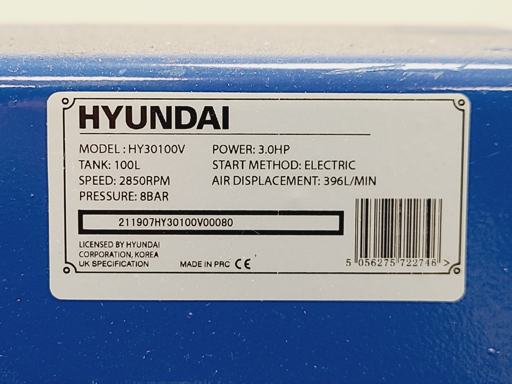 Image of Hyundai HY30100V 100L Compressor Tank