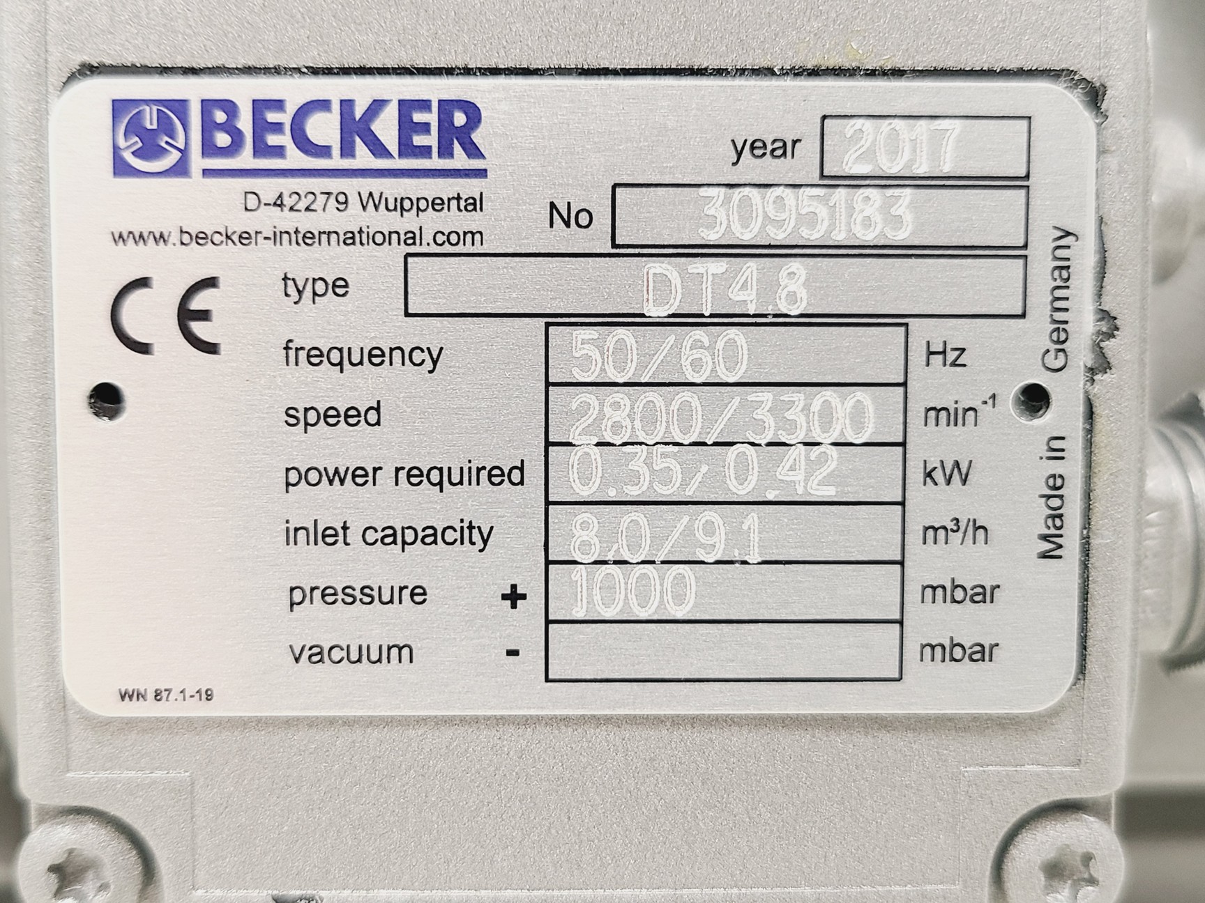 Image of Becker DT4.8 Oil Free Rotary Vane Compressor