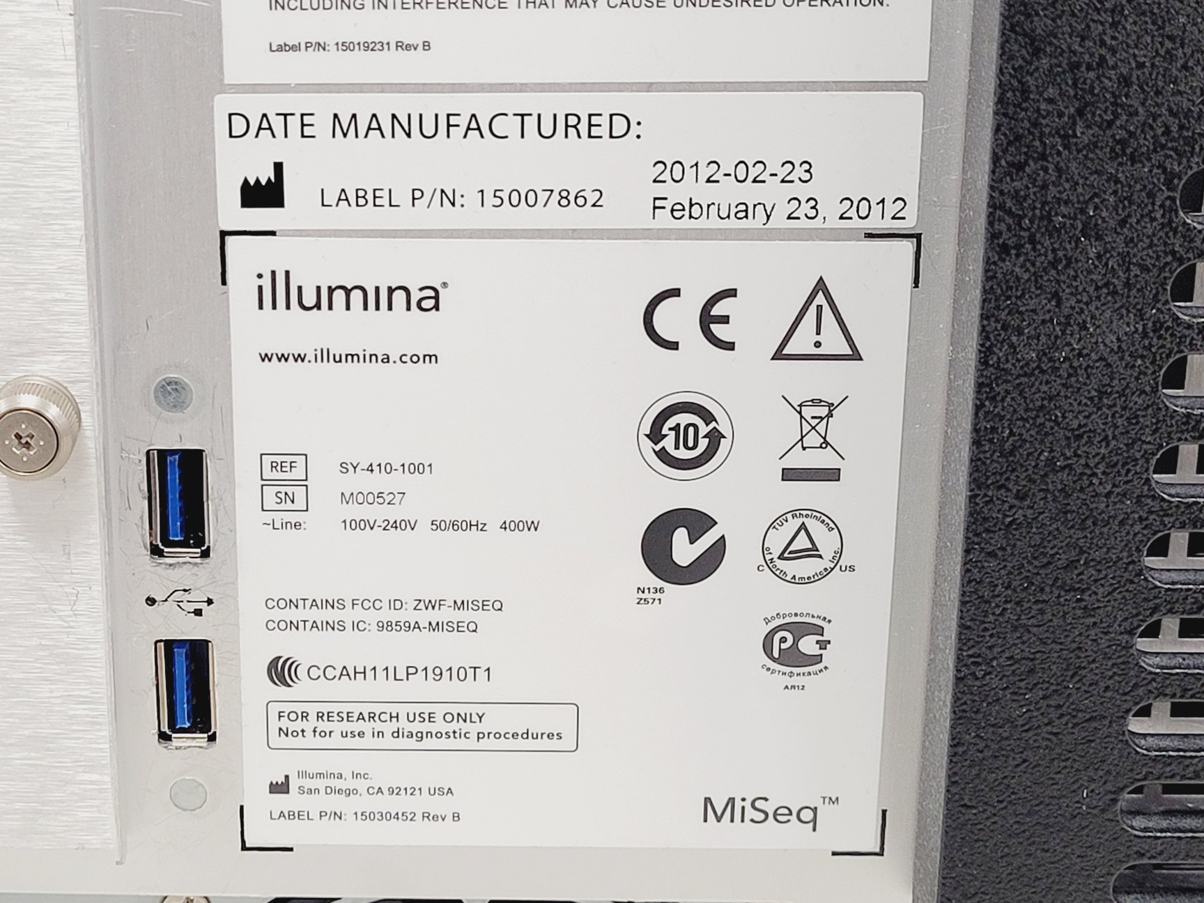 Image of Illumina MiSeq DNA Sequencer Lab