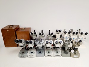 Image of Job Lot of 16 x Microscopes,  Prior,  Zeiss - Stereo Microscopes Lab