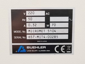 Thumbnail image of Buehler Micromet 5104 Hardness Tester w/ 3 x Objectives M50,M10 & M20 