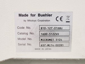 Thumbnail image of Buehler Micromet 5104 Hardness Tester w/ 3 x Objectives M50,M10 & M20 