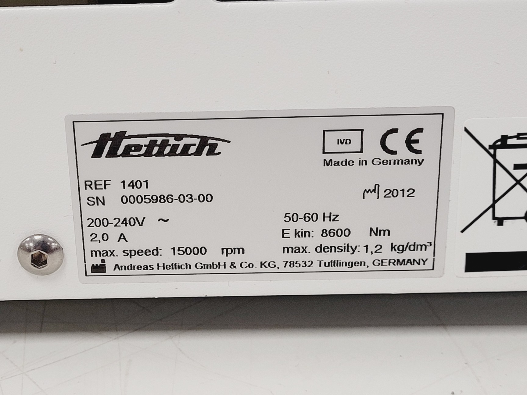 Image of Hettich Universal 320 Benchtop Centrifuge