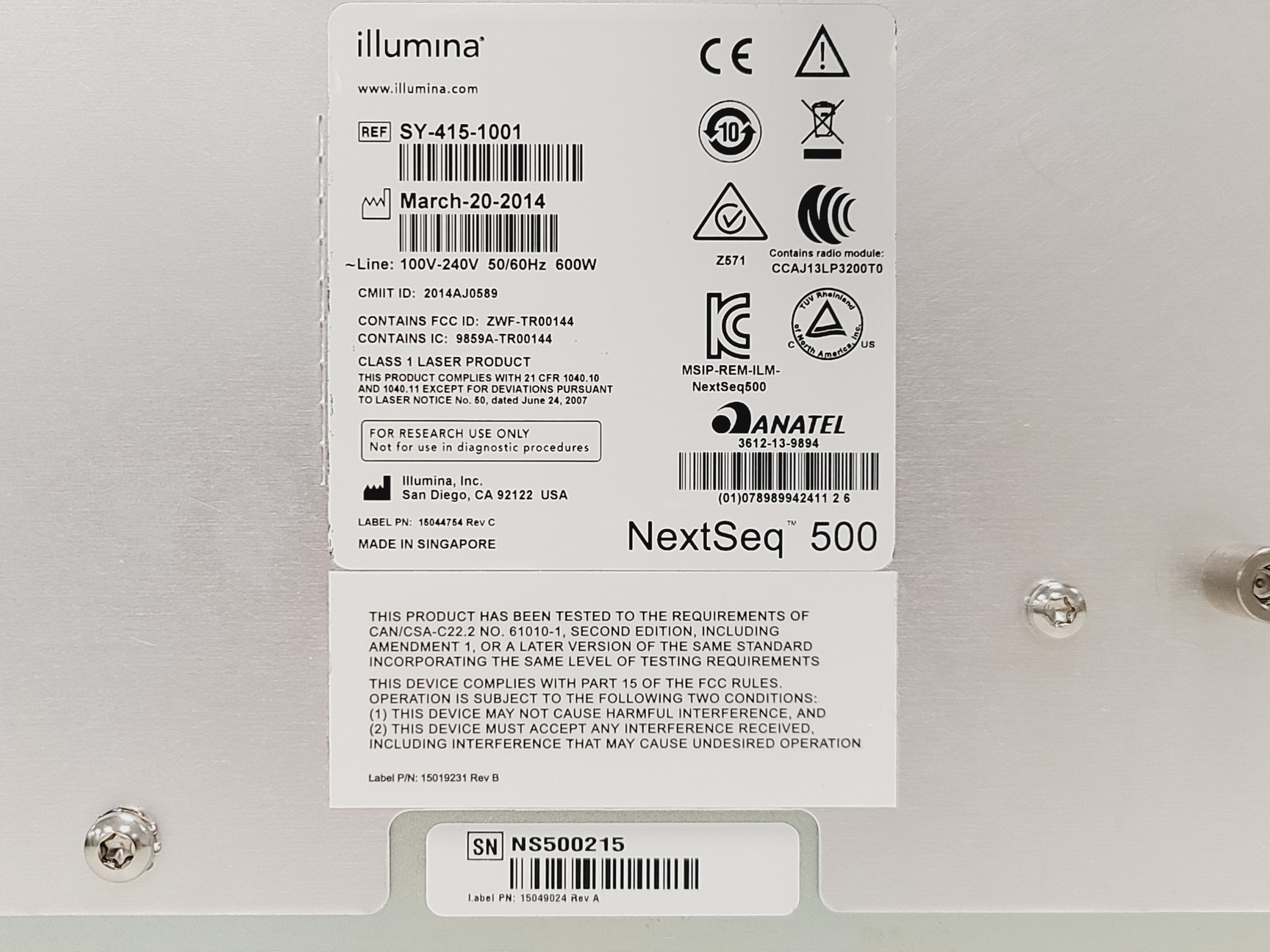 Image of Illumina NextSeq 500 DNA Sequencer