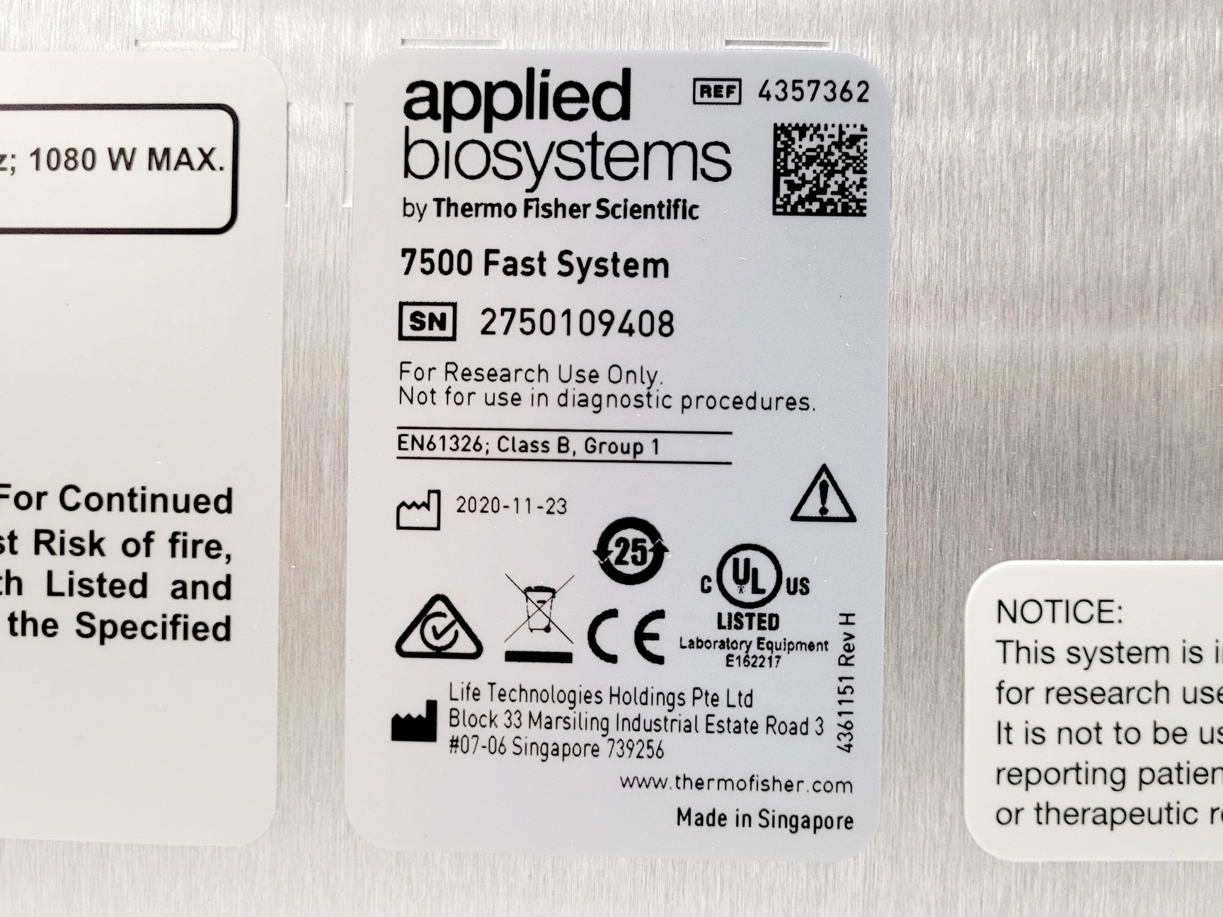 Image of Applied Biosystems 7500 Fast Real-Time PCR Machine w/ Laptop & Software 