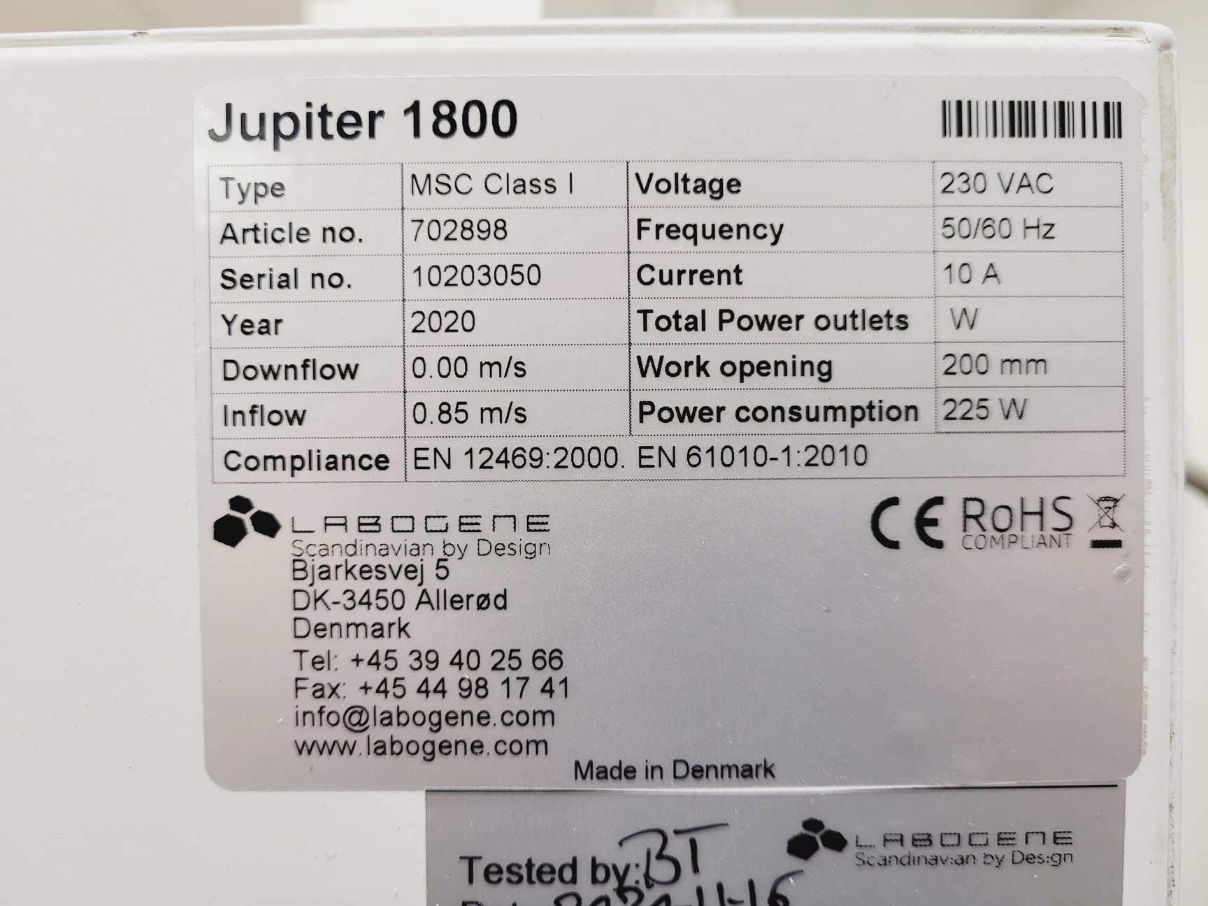 Image of Labogene Scanlaf  Class 1 Safety Cabinet Jupiter Basic 1800 MSC Lab