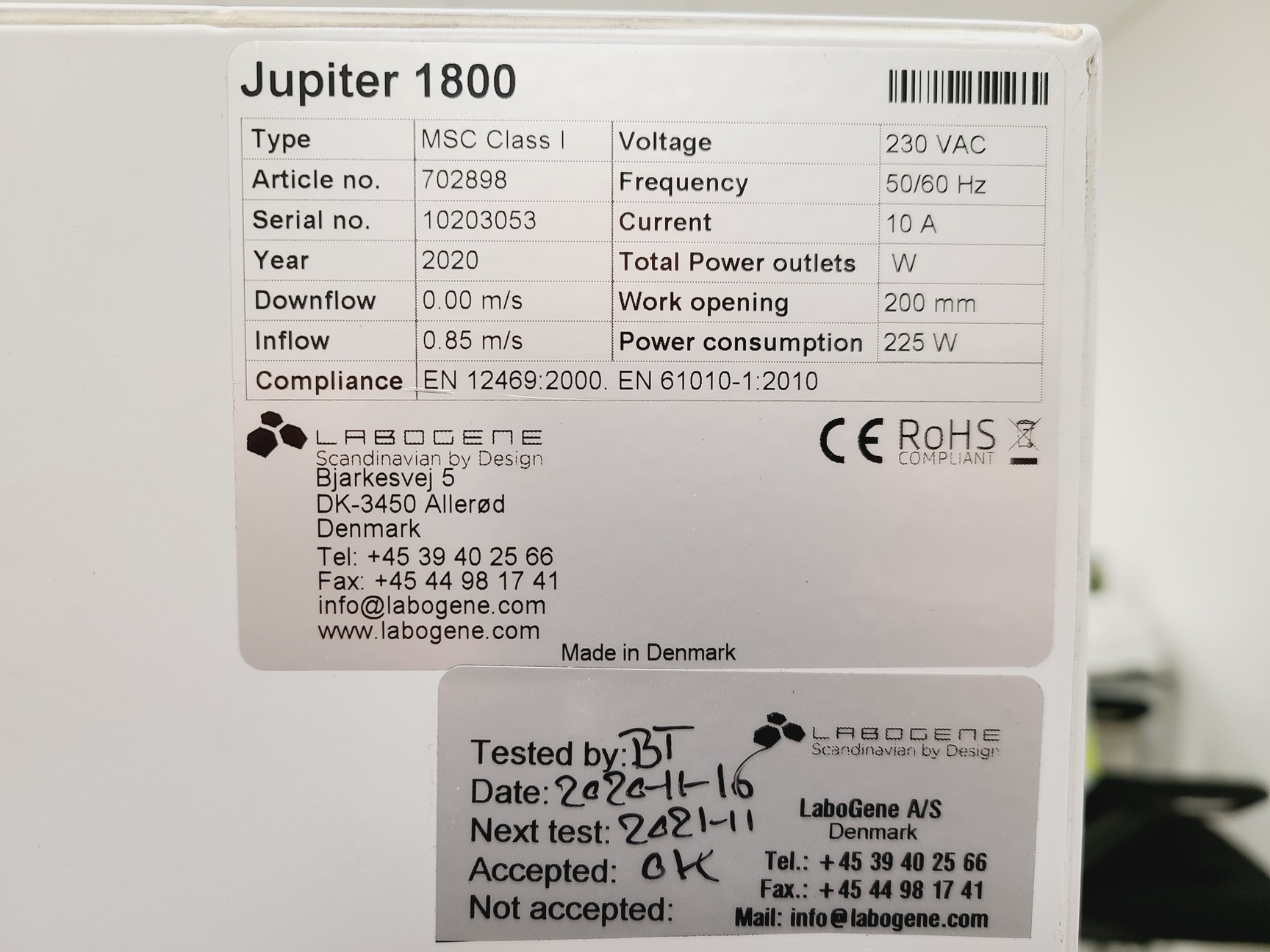 Image of Labogene Scanlaf Jupiter Basic 1800 MSC Safety Cabinet Class 1 Lab