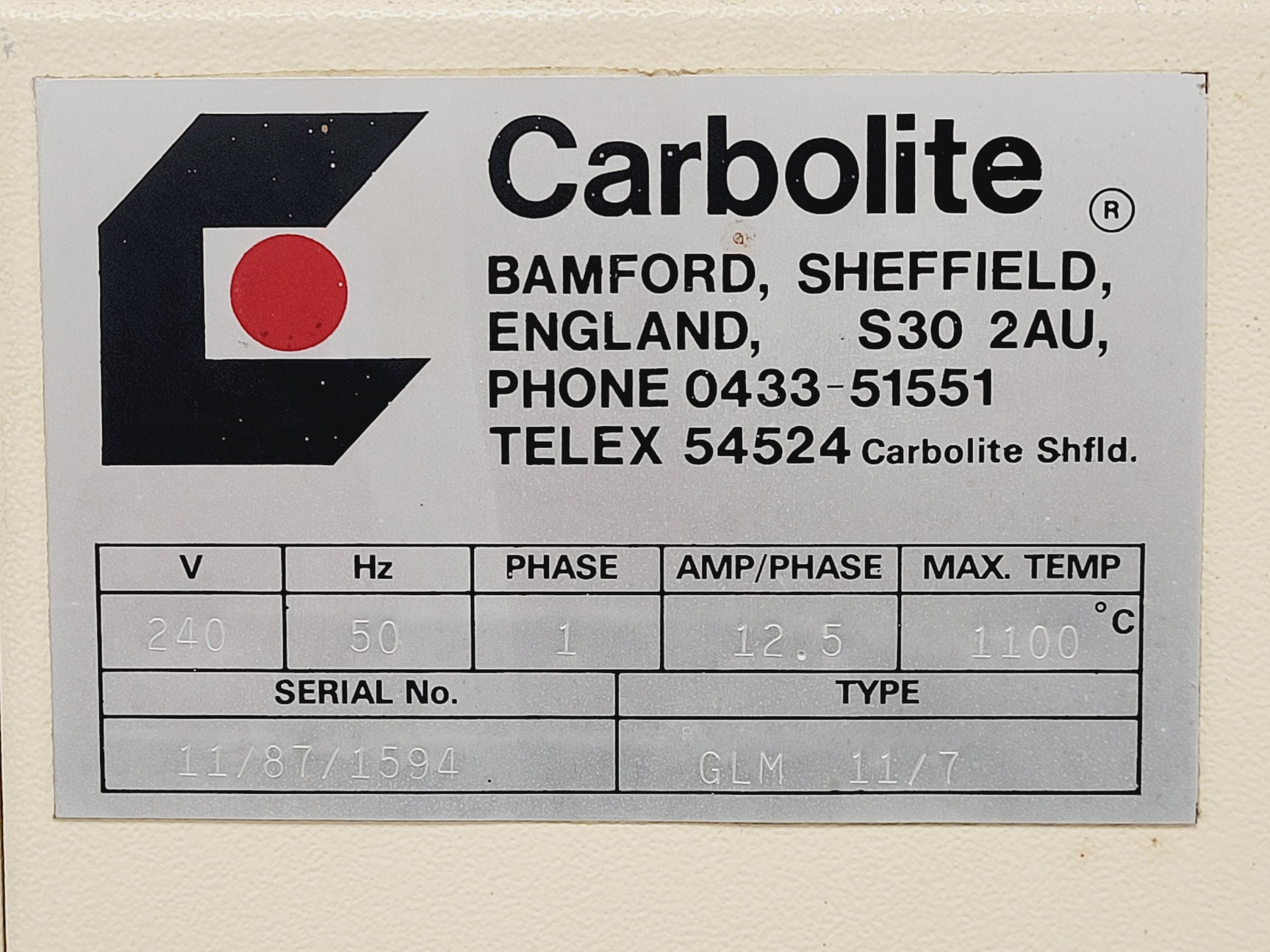 Image of Carbolite Type GLM 11/7 Furnace 