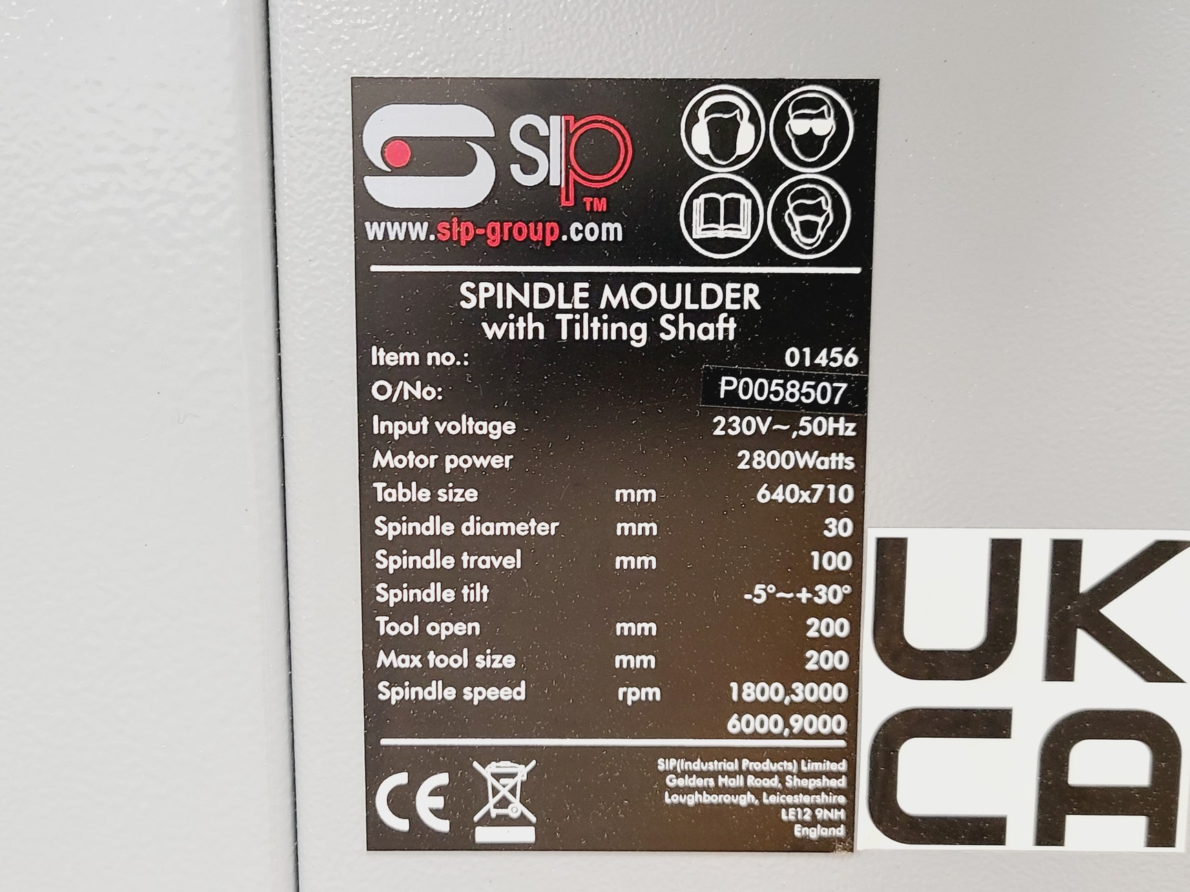 Image of Sip Spindle Moulder with Tilting Shaft No. 01456
