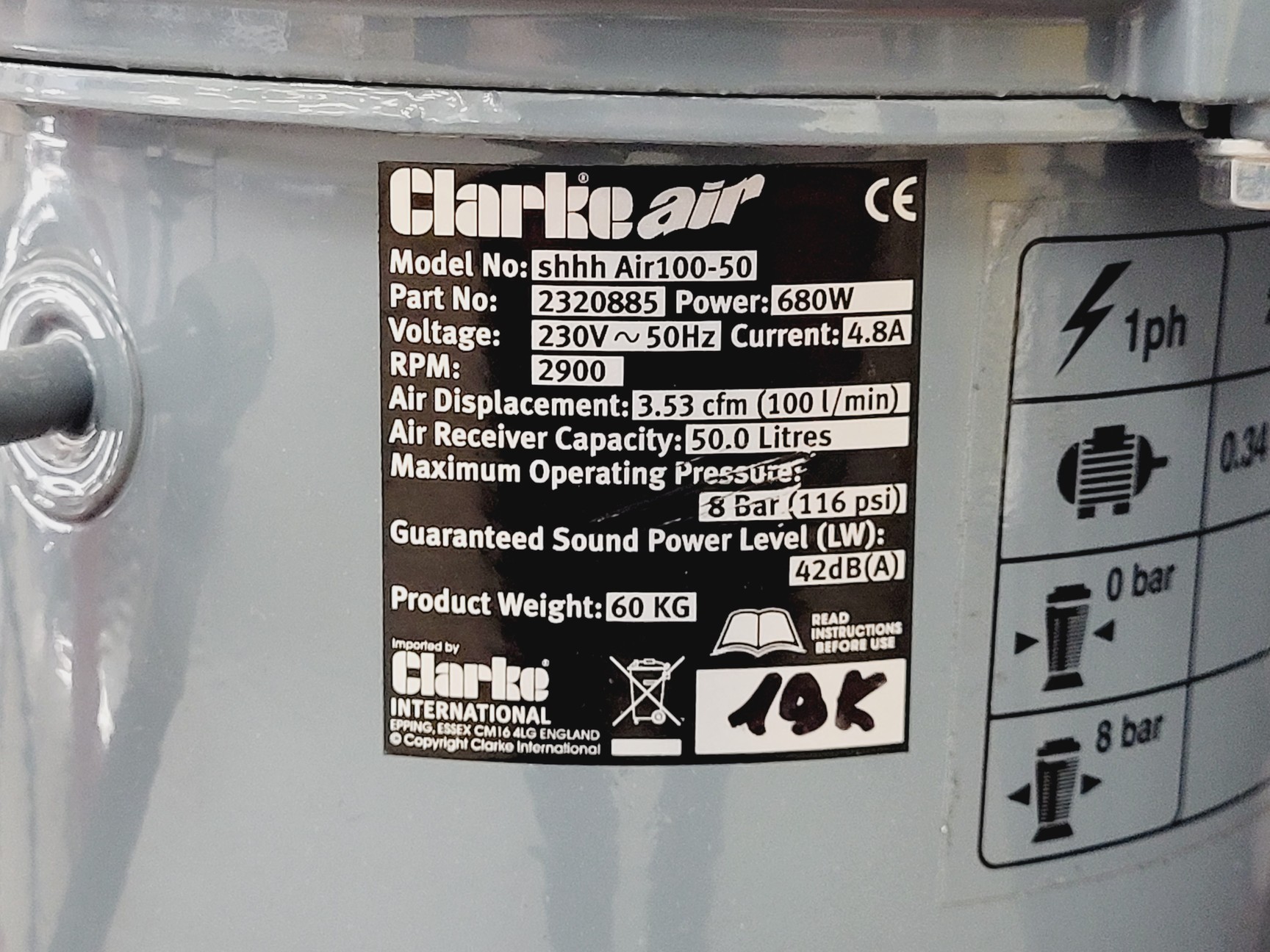 Image of Clarke Shhh 100/50 Air Compressor Spares/Repair