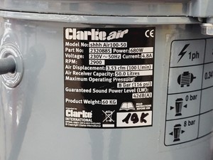 Thumbnail image of Clarke Shhh 100/50 Air Compressor Spares/Repair