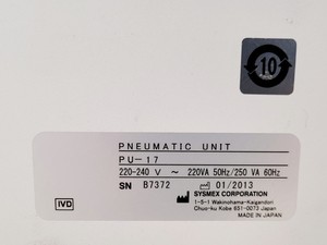 Thumbnail image of Sysmex PU-17 Pneumatic Unit Vacuum Pump