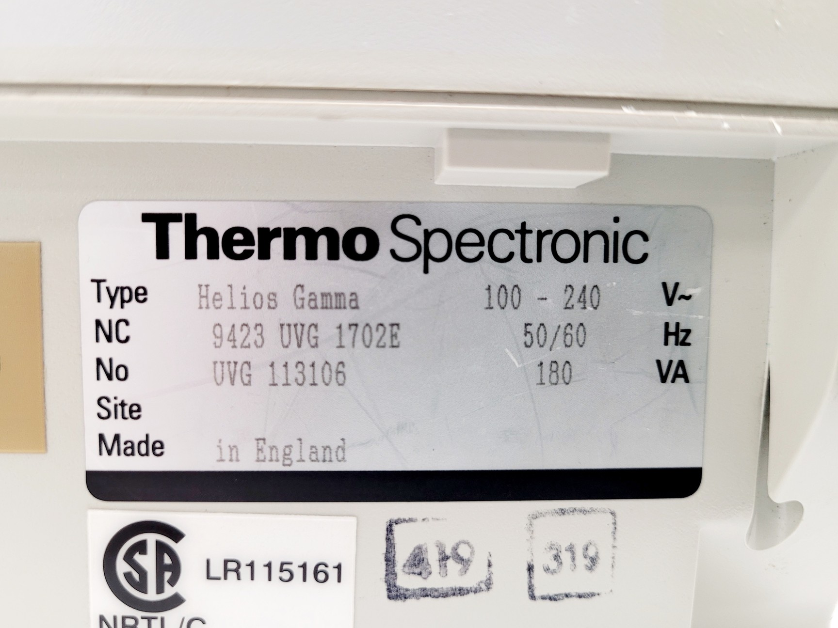 Image of Thermo Electron Corporation Helios Gamma UV-VIS Spectrophotometer