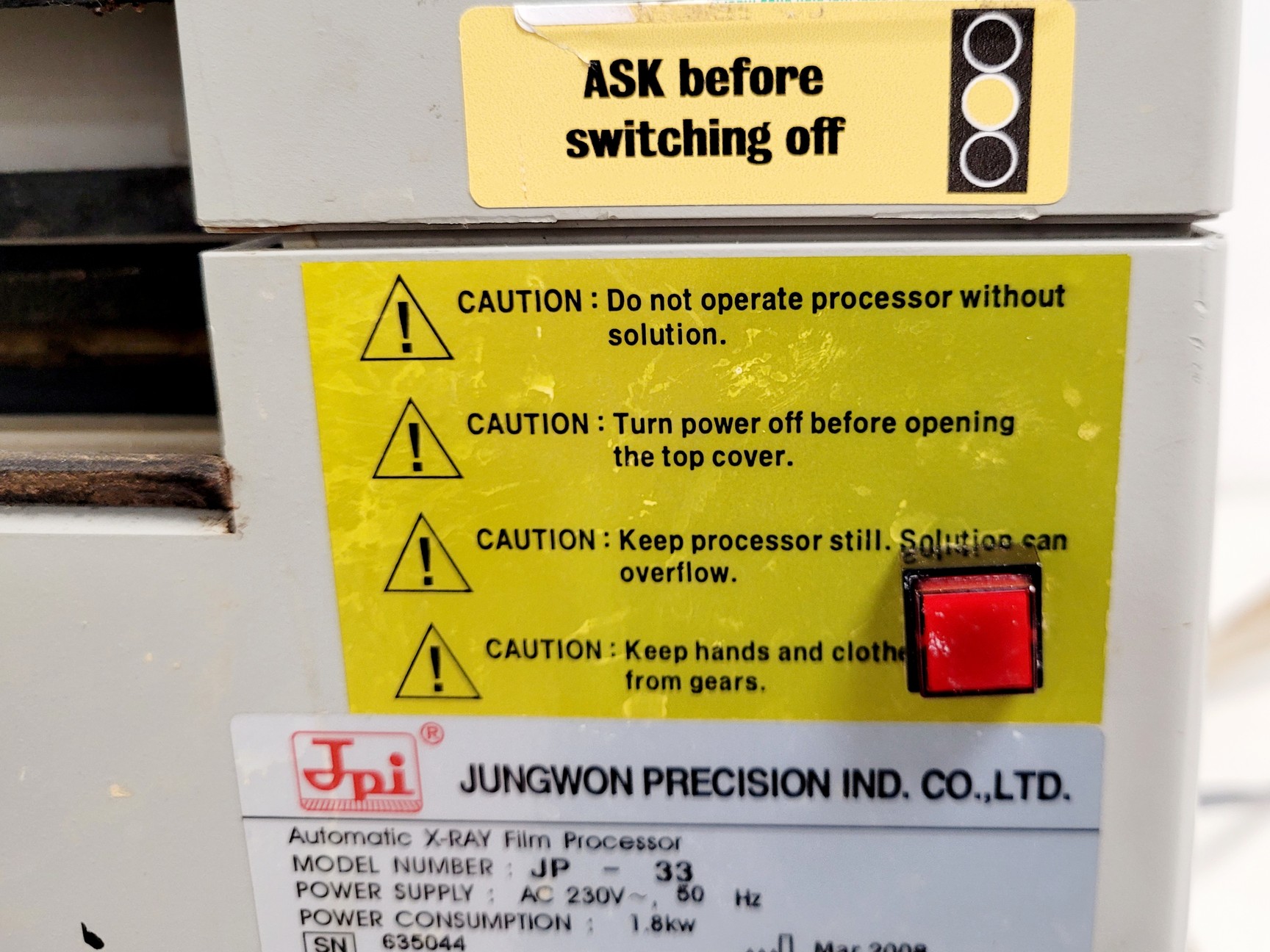 Image of Jungwon Precision Ind JP-33 X-Ray Film Processor Lab