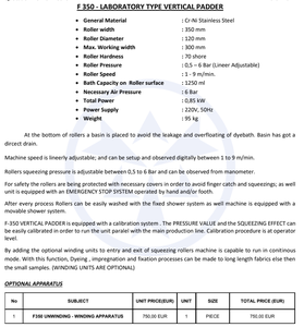 Thumbnail image of Atac Machinery F 350 Laboratory Type Verticlal Padder