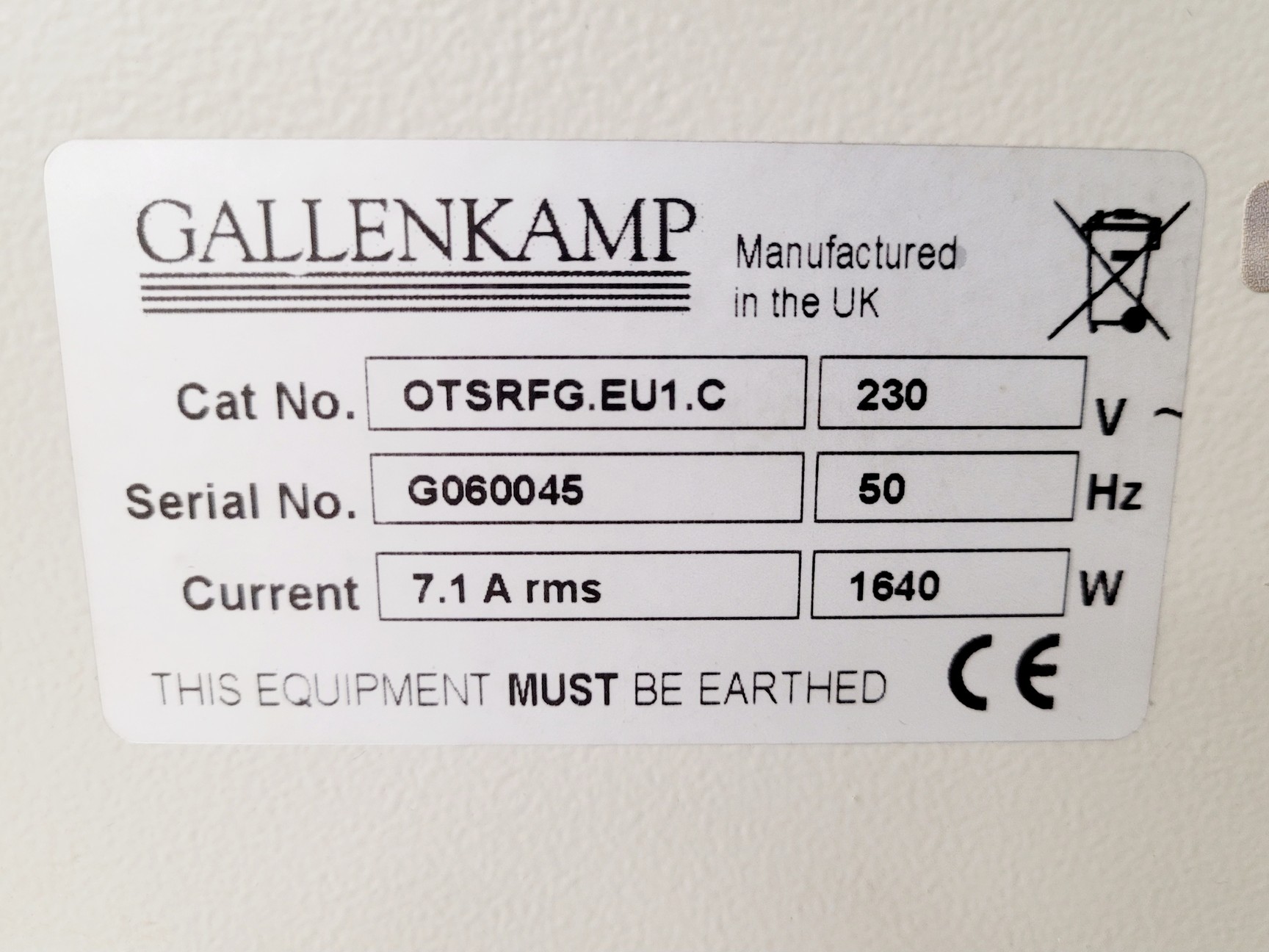 Image of Gallenkamp Shaking Incubator Cat no. OTSRFG.EU1.C Spares/Repair 