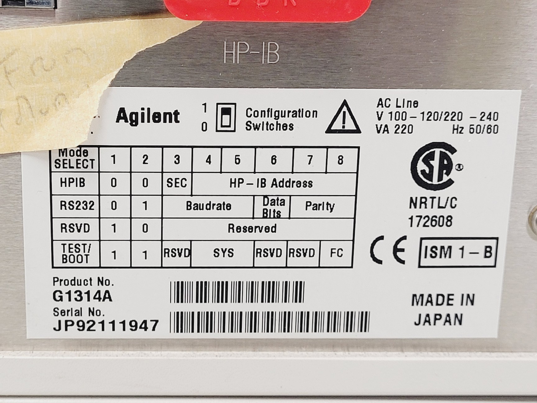 Image of Agilent 1100/1200 Series HPLC System G1316A, G1314A, G1364A, G1330B
