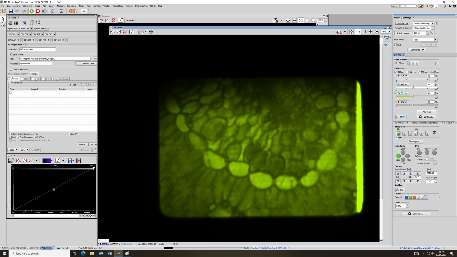 Image of Nikon Eclipse Ti/VT-iSIM Confocal Microscope System w/ PC & Software Lab