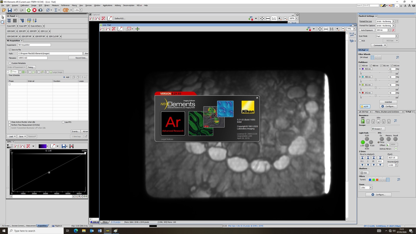 Image of Nikon Eclipse Ti/VT-iSIM Confocal Microscope System w/ PC & Software Lab