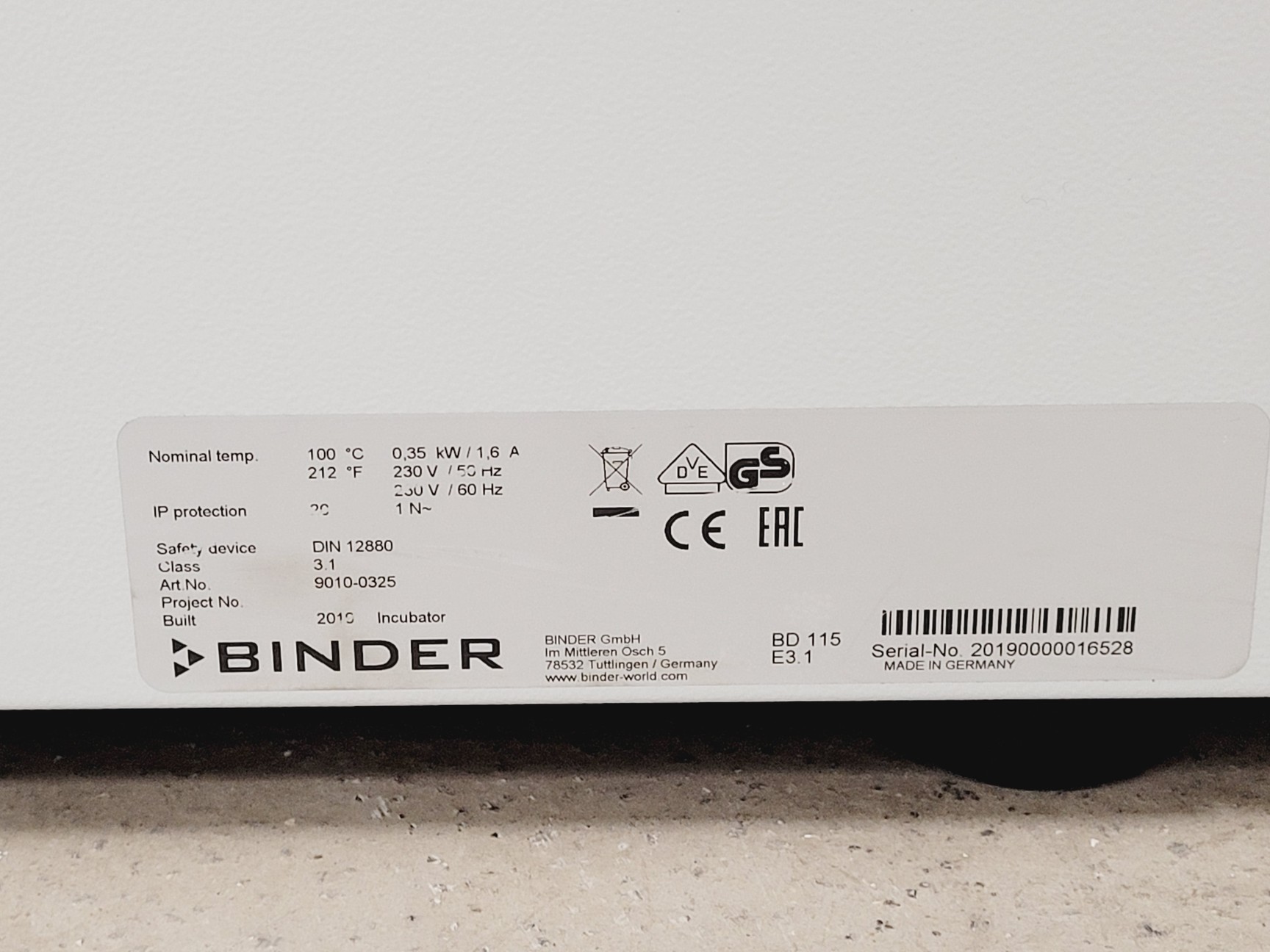 Image of Binder BD 115 Incubator Lab