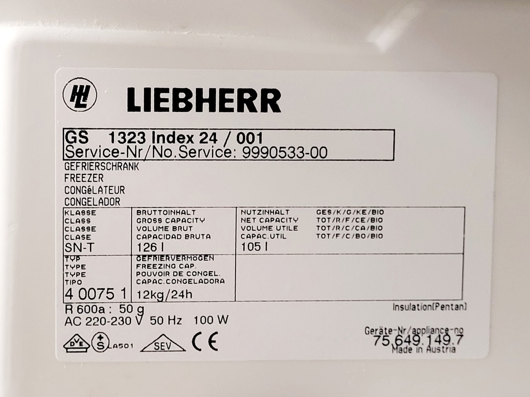 Image of Liebherr GS 1323 Lab Freezer