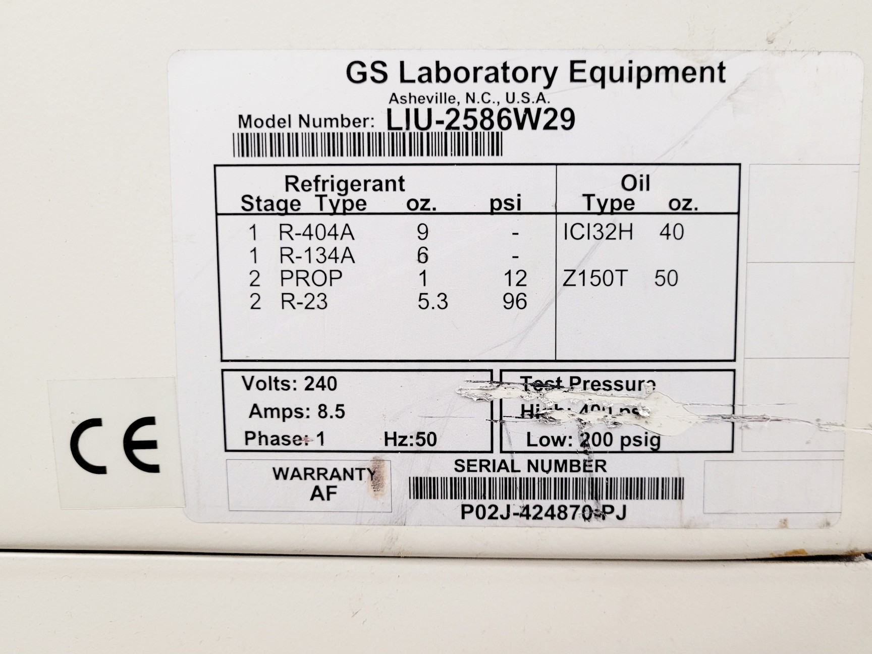 Image of GS Laboratory Equipment LIU-2586W29 -80 Freezer