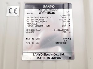 Thumbnail image of Sanyo MDF-U536 Medical Freezer -30ºc Lab