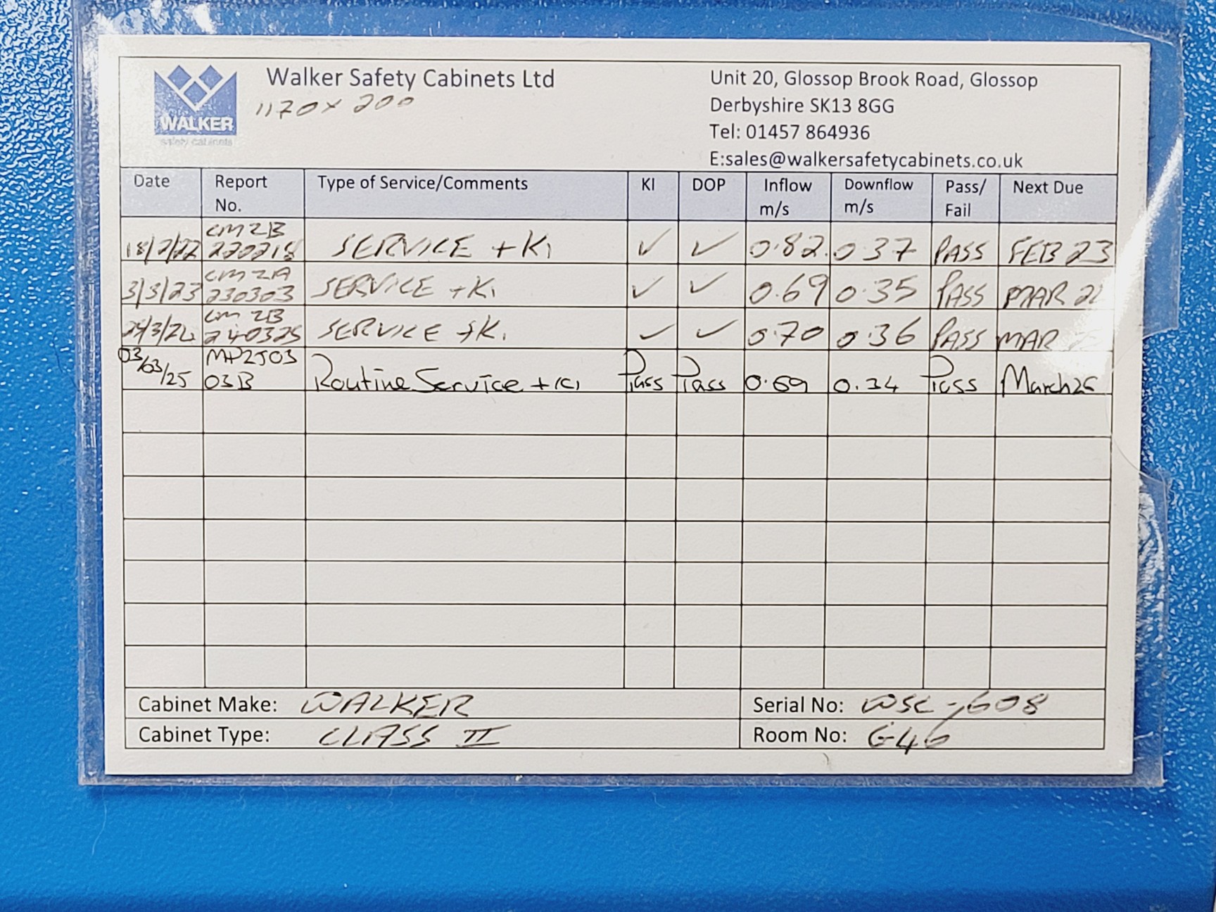 Image of Walker Generation 3 Class II Safety Cabinet 1290mm w/ Stand Lab