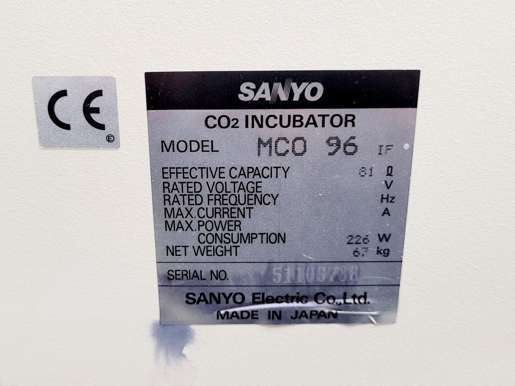 Image of Sanyo CO2 Incubator Model MCO 96