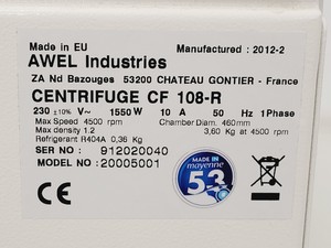 Thumbnail image of AWEL Industries CF 108-R Centrifuge