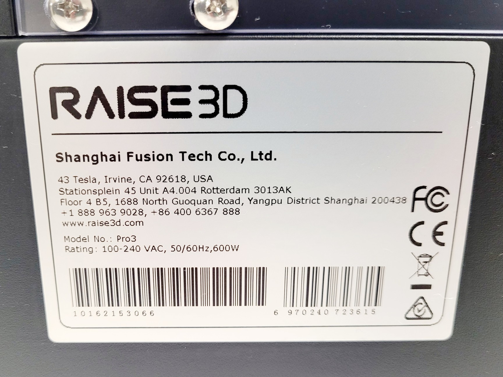Image of Raise 3D Pro 3 3D Printer w/ PLA, Arctic white, 1.75mm, 1kg